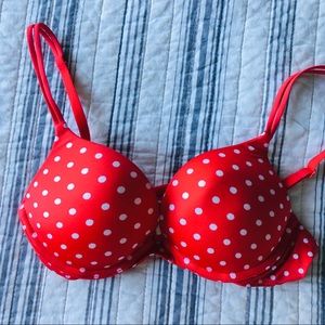 Victoria Secret Red Polka Dot Push-up Bra